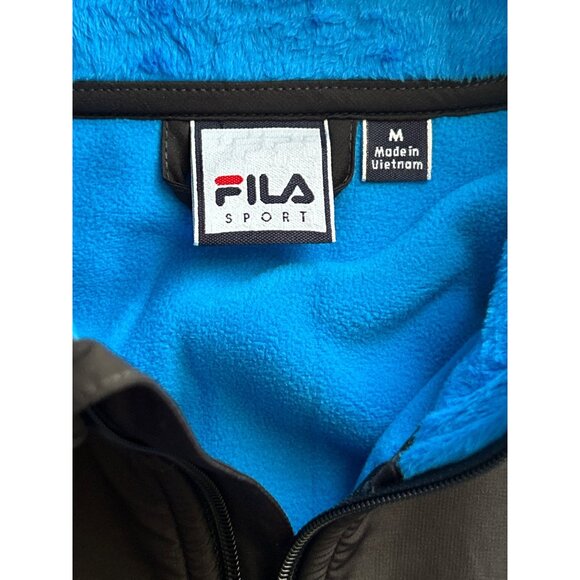 Fila Sport Womens Medium Full-Zip Fleece Jacket Blue & Black With Stand Collar - Picture 5 of 10